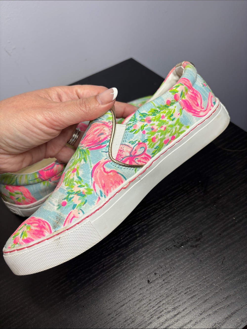 Lilly Pulitzer Flamingo Print Slip-On Shoes - Picture 7 of 7